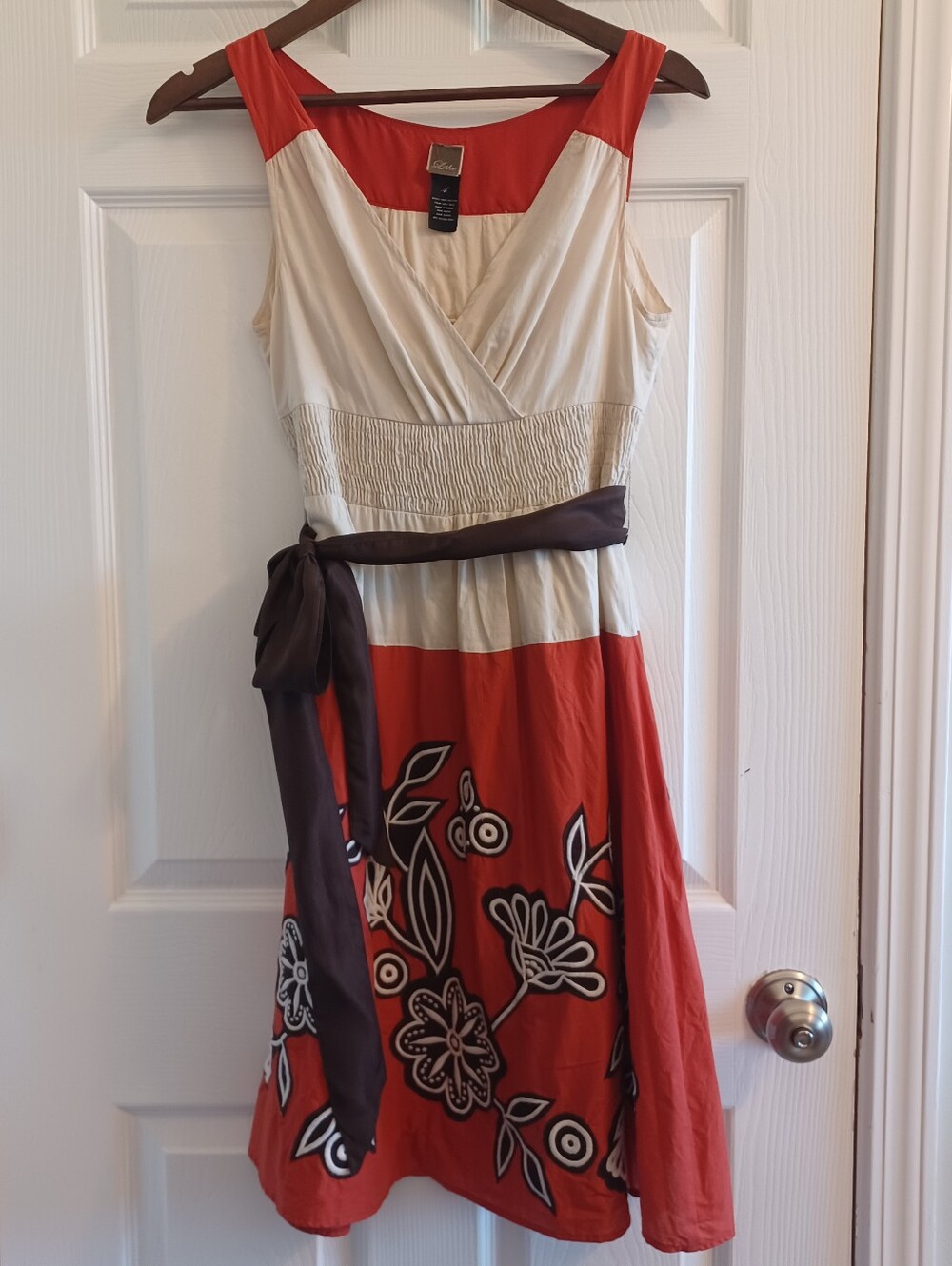 Lithe Anthropologie Floral Embroidery Summer Dress Cotton Silk Trim Boho